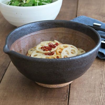 片口すり鉢 6寸＜黒結晶＞