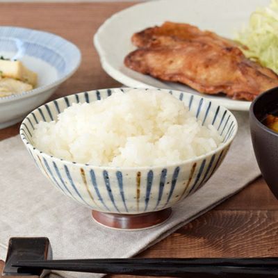 刷毛巻十草（青） 丸型大平茶碗 （13cm）