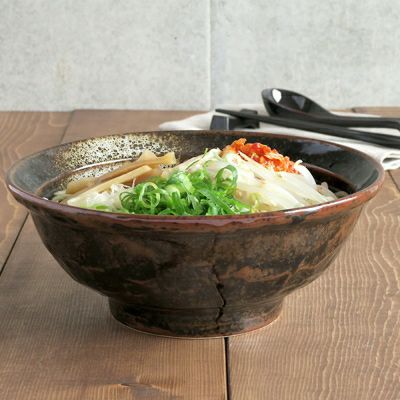 油滴結晶 石目 6.8寸ラーメン丼