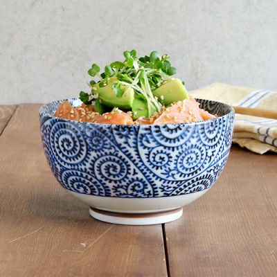 希少物　時代物　染付青白い伝統的な陶器の丼 楽天市場】みのる陶器【紺青】185丼（φ18.5×H9.3cm） : みのる陶器
