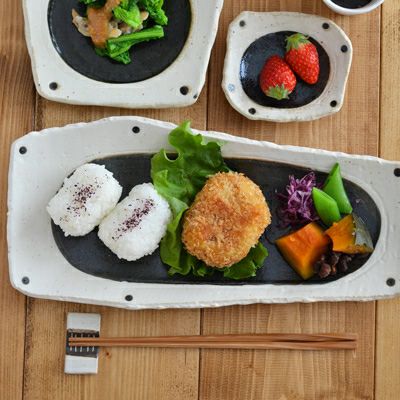 変形長皿 和黒 （アウトレット込み）