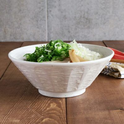 6.3ラーメンどんぶり （19.7cm） 粉引 しのぎ刷毛目