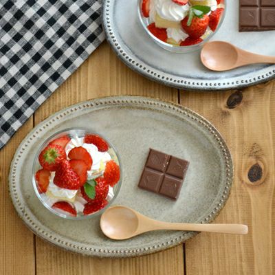 赤土ベージュ ドット オーバルプレート 21cm