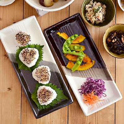 和食器 長角皿 三色塗り分け minoruba