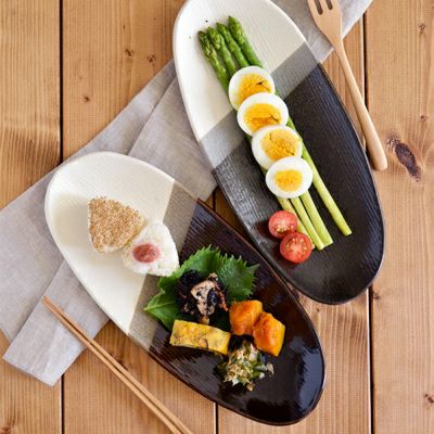 和食器 長皿 三色塗り分け 楕円 minoruba