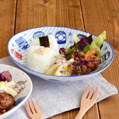 楕円皿 電車大好き 男の子用