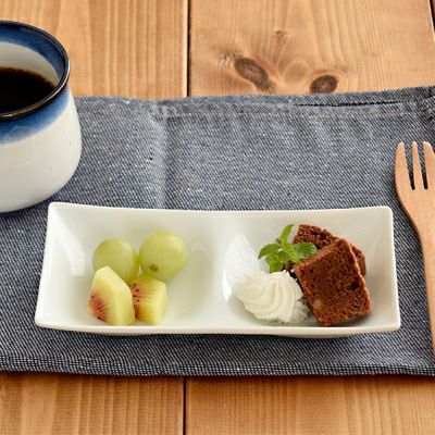 ビュッフェプレート 2品皿 ホワイト