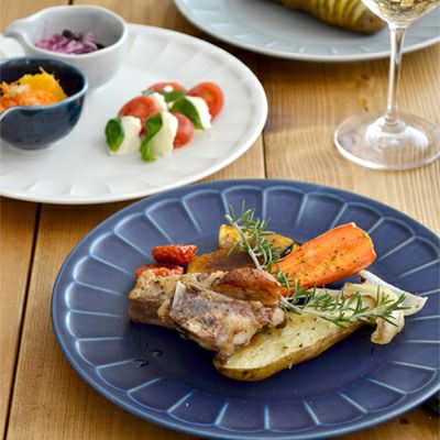 しのぎ お花のリムプレート 23cm