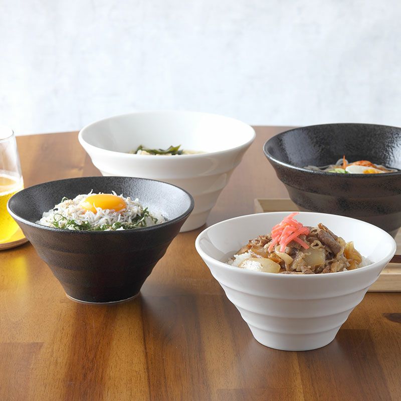 モダンな台形型どんぶり。ラーメン鉢、うどん丼ぶり、丼物、サラダ