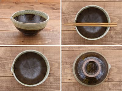 すり鉢とすりこぎの食器セット。ぽってり丸い和の中鉢サイズ。ゴマすり