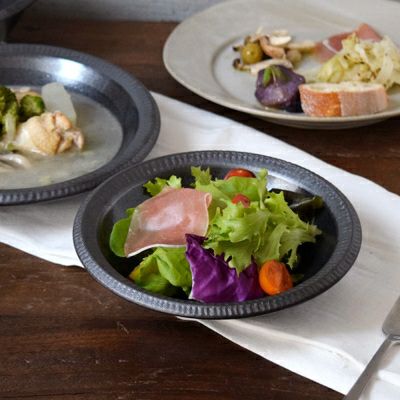 サラダボウル 17.5cm 銀彩鉄結晶