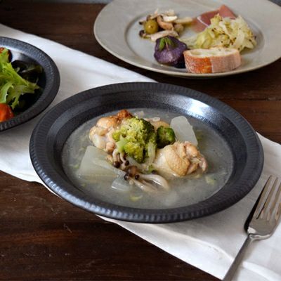 スープボウル 21cm 銀彩鉄結晶