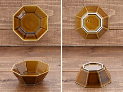 食卓のアクセントになるシンプルデザインの八角ボウル