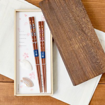 箸・箸置きギフト 村桜 焼桐箱入