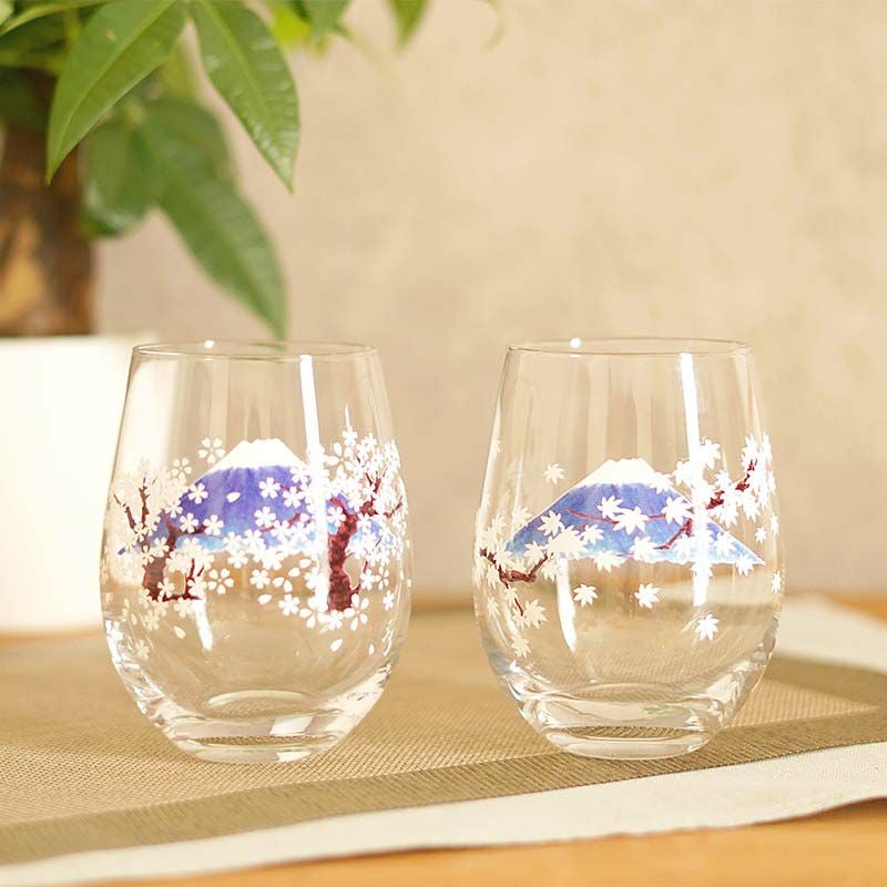 タンブラー 500cc ペアセット 富士山 冷やすと色が変わる 箱入り