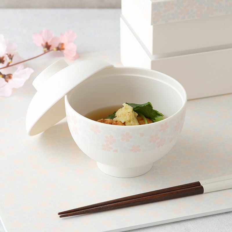 吸物椀 350cc 桜ほのか ホワイト 日本製 レンジ・食洗機可