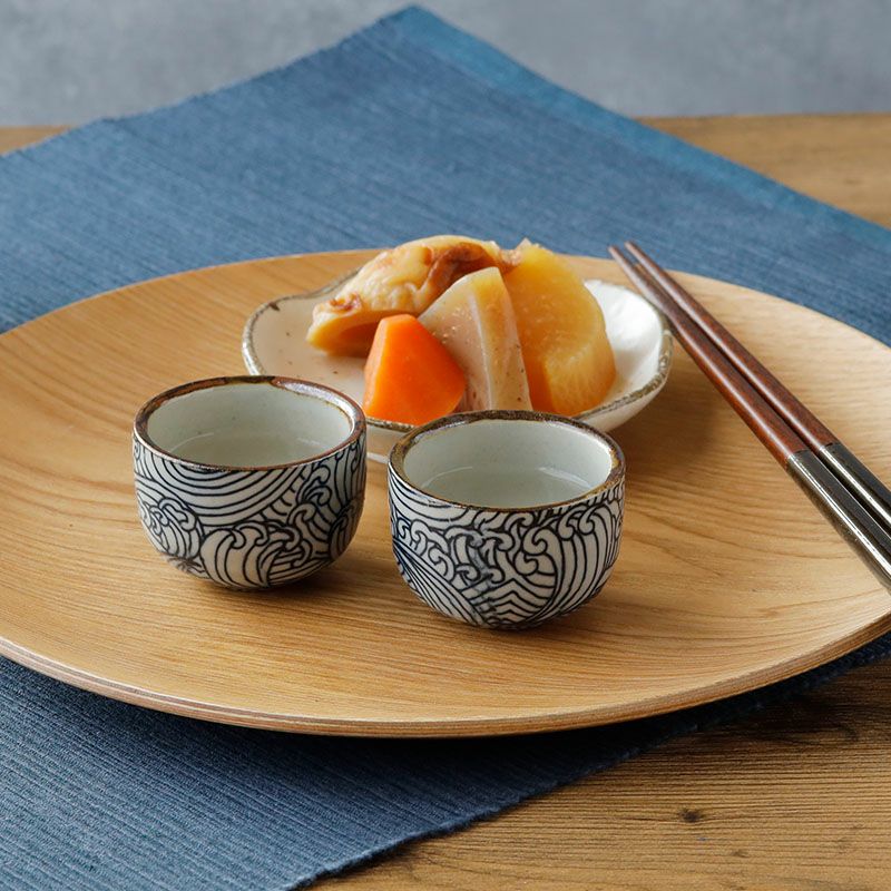 ぐい呑 小 48cc 染付荒波