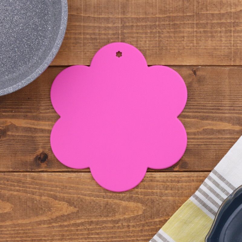鍋敷き シリコン 19.5cm フラワー ピンク アウトレット