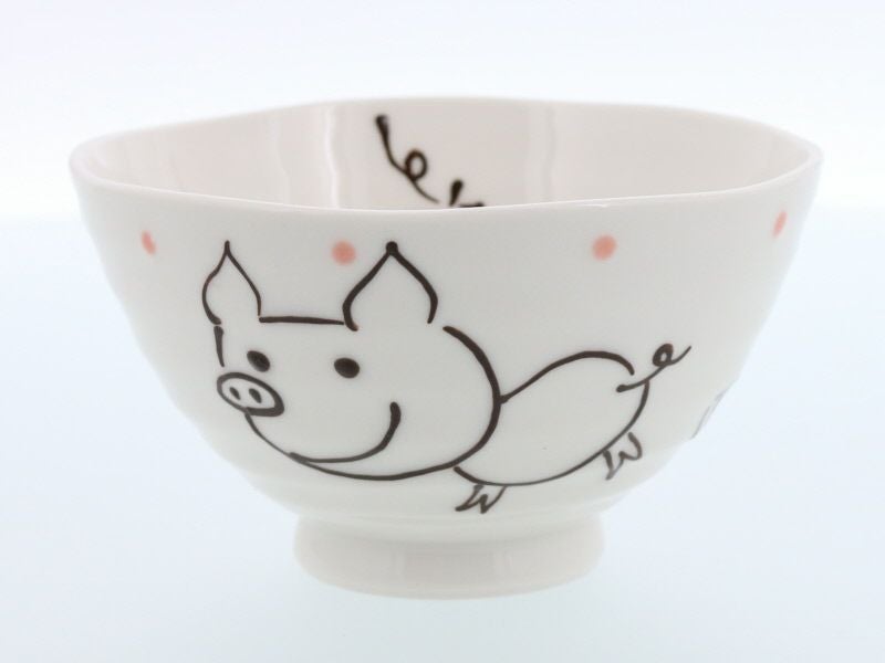 子ブタのイラストの子ども用のお茶碗