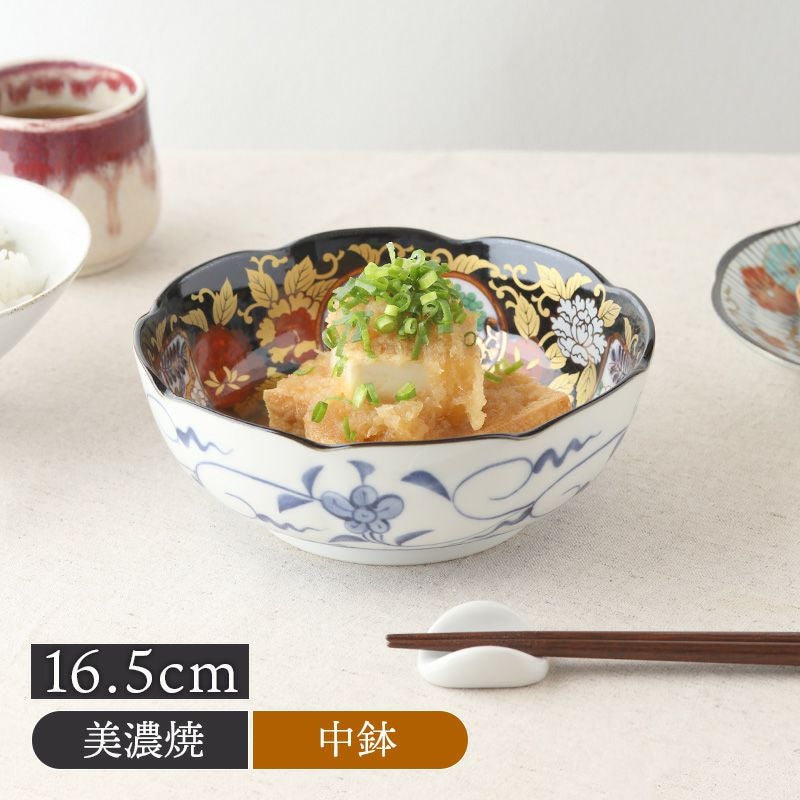 中鉢 16.5cm 金彩牡丹