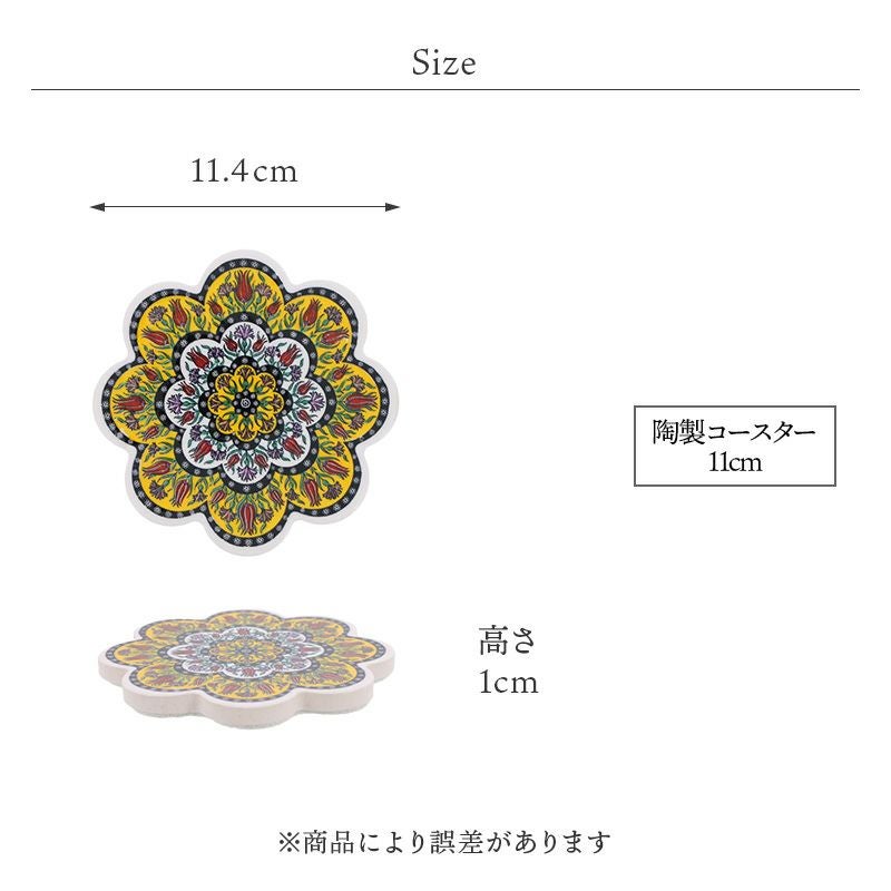 テーブルを華やかに彩るイズニックタイルのコースター。