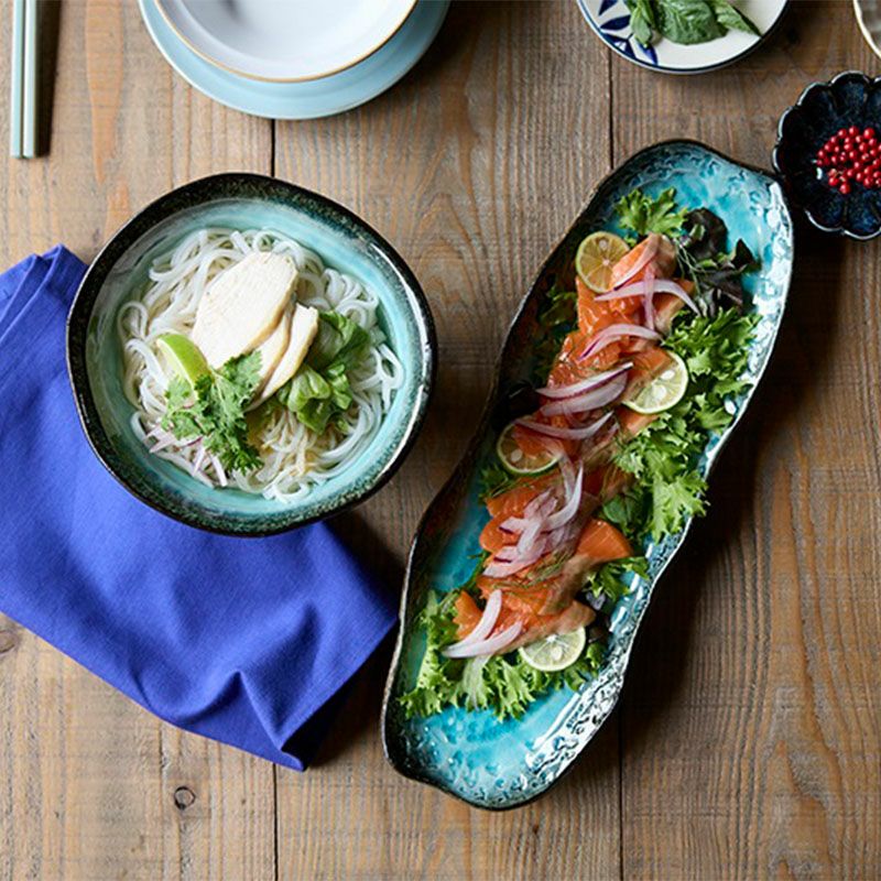 陶器 長皿 プレート パープルグラデーション グラデーションが綺麗な長皿で日々のお料理を彩ります