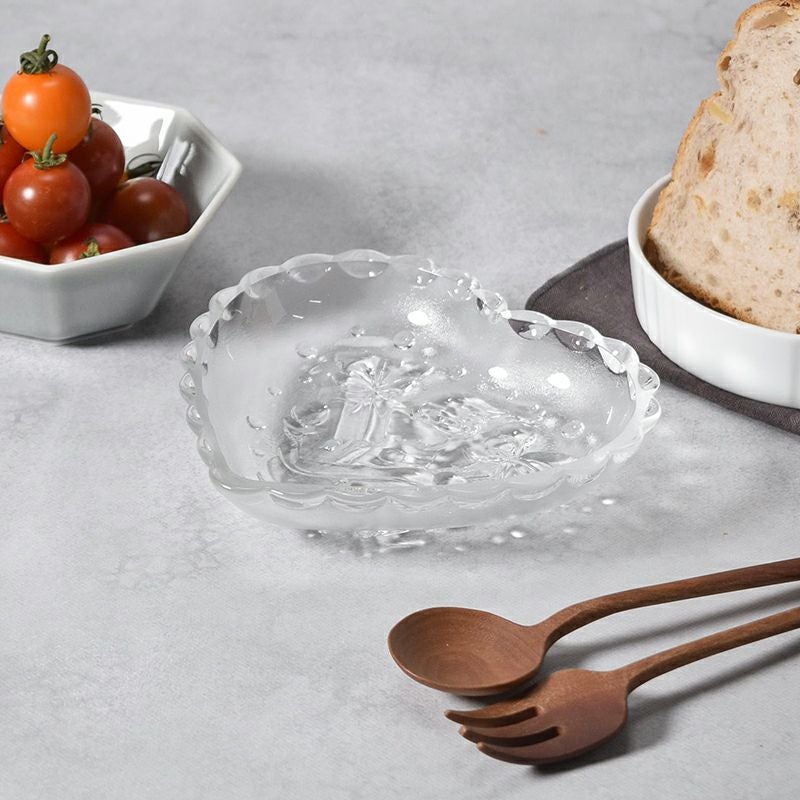 ハート型ガラスプレート 14.4cm サンタクロース 在庫限り