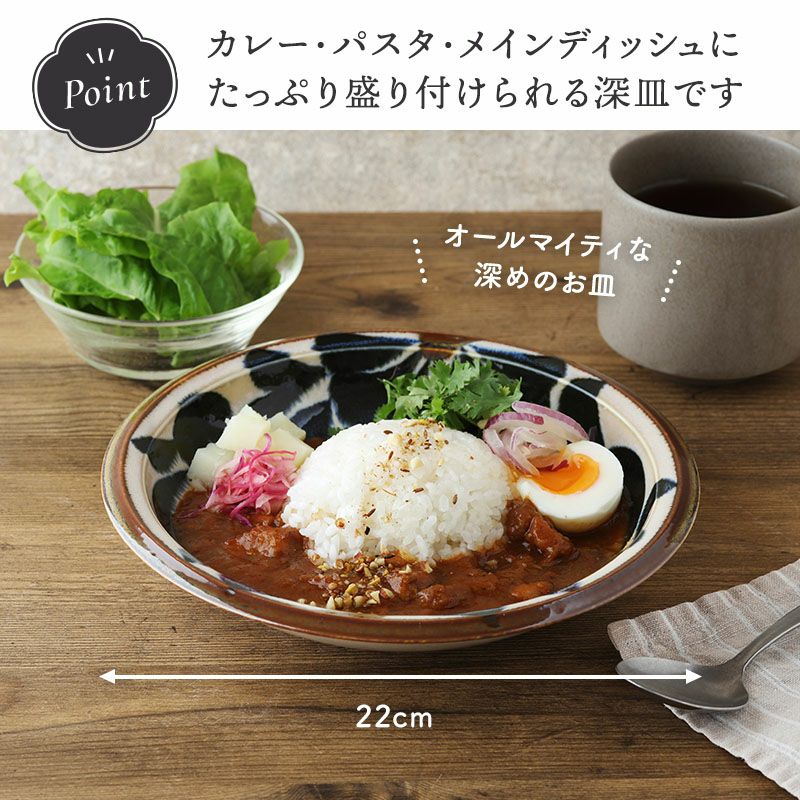 土のあたたかみを感じる和カフェ風カレー・パスタ皿 。
