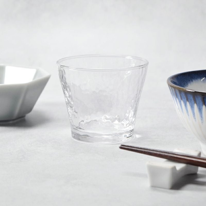 ガラス そば猪口 190cc 槌目 日本製 食洗機可 在庫限り