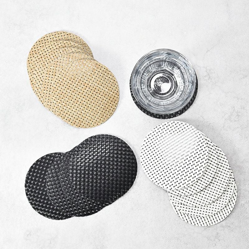 格子丸コースター 5枚入 10cm PVC