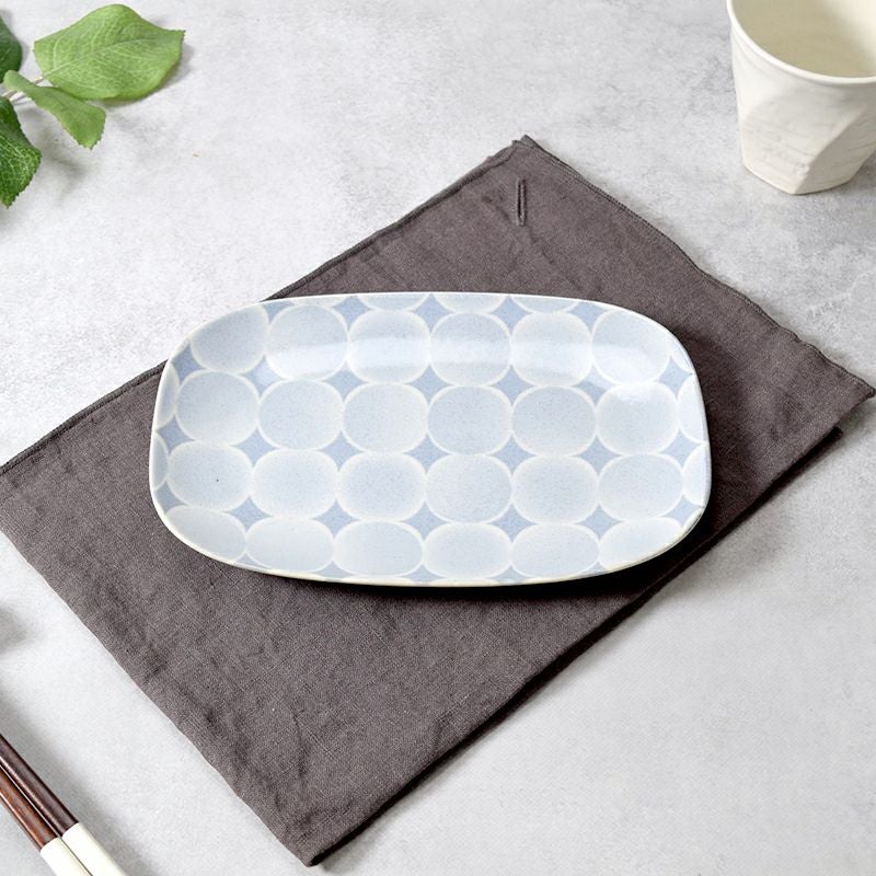 長皿 19cm アクア・セル 丸角型