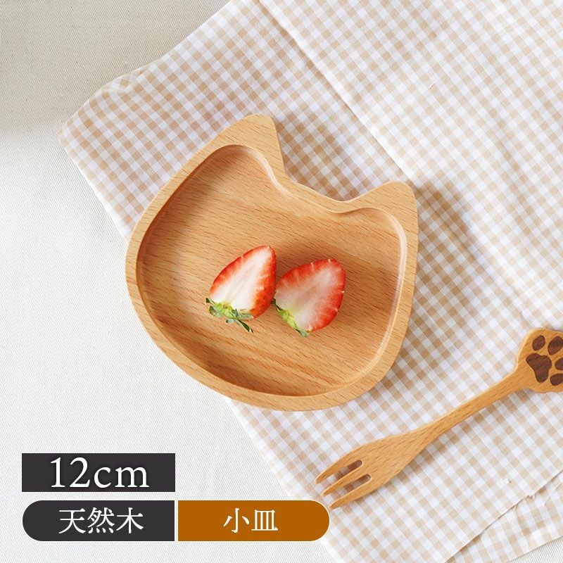 ネコ型木製プレート S 12cm Mio 天然木