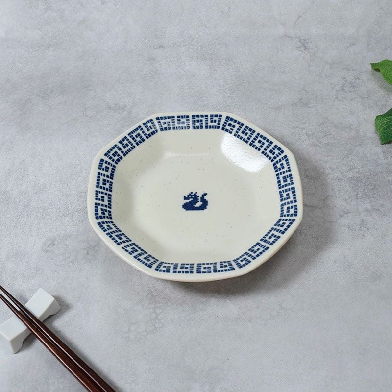 八角皿 18.5cm 雷紋龍 中華食器