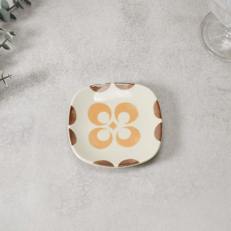 プレート 9cm 丸角型 オレンジレトロ