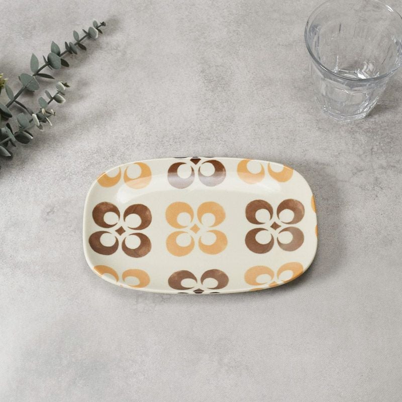 長皿 19cm 丸角型 オレンジレトロ