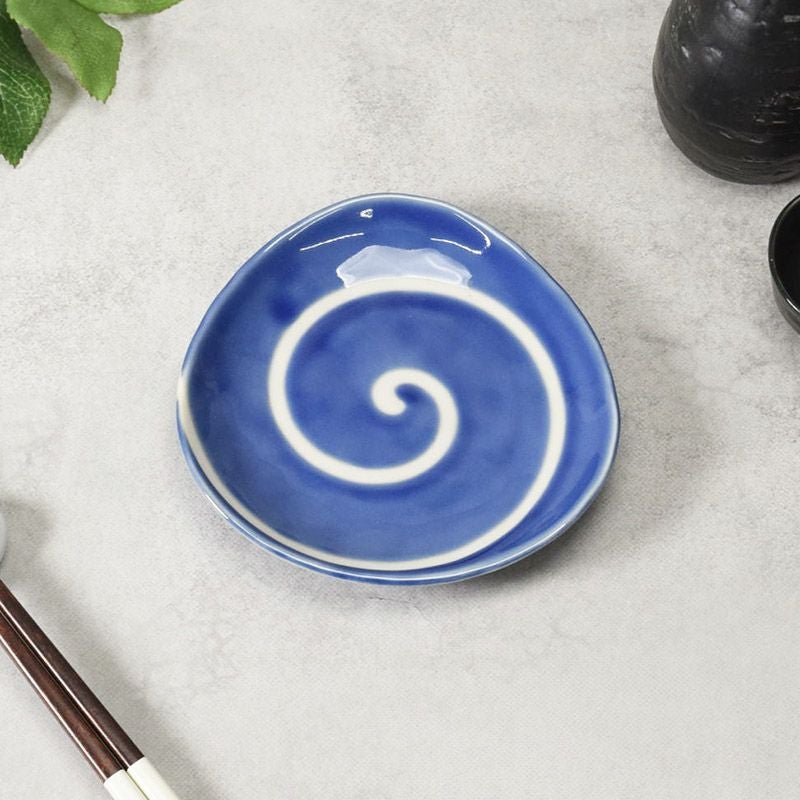 変形皿 13.5cm 白渦