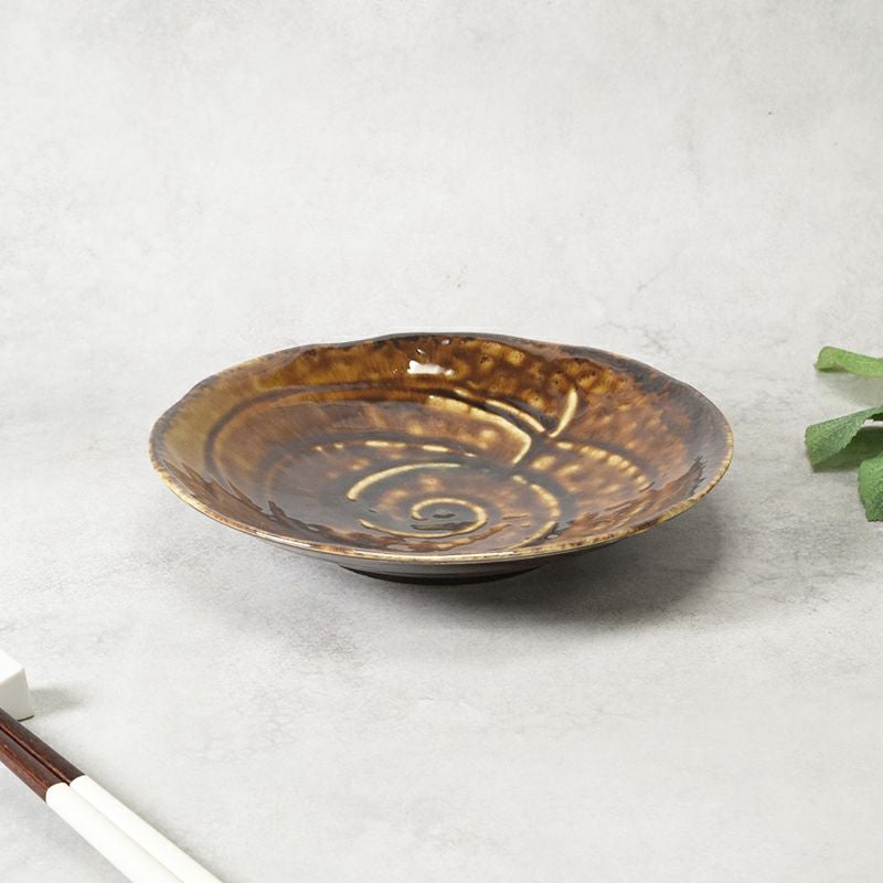パスタ・カレー皿 21.5cm うず型 焦がれ