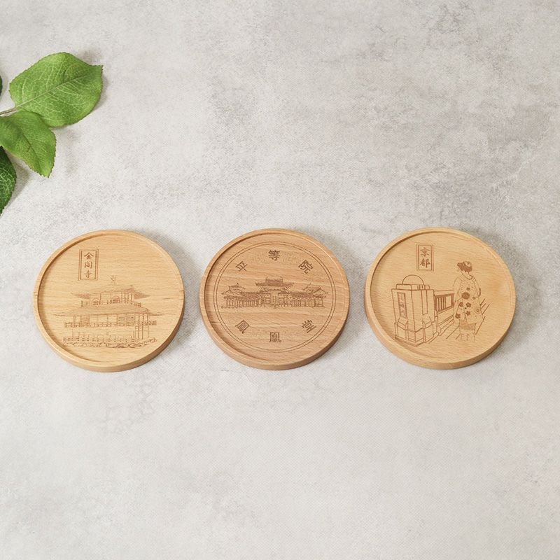 ZIPANGコースター 京都 9cm 木製ビーチ