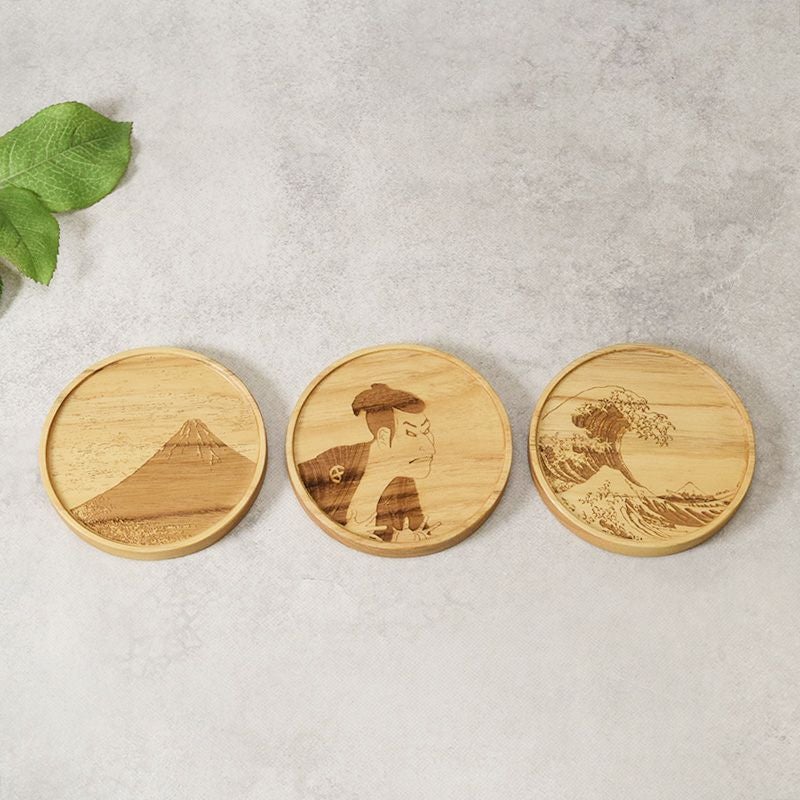 ZIPANGコースター 浮世絵 9cm 木製スンカイ