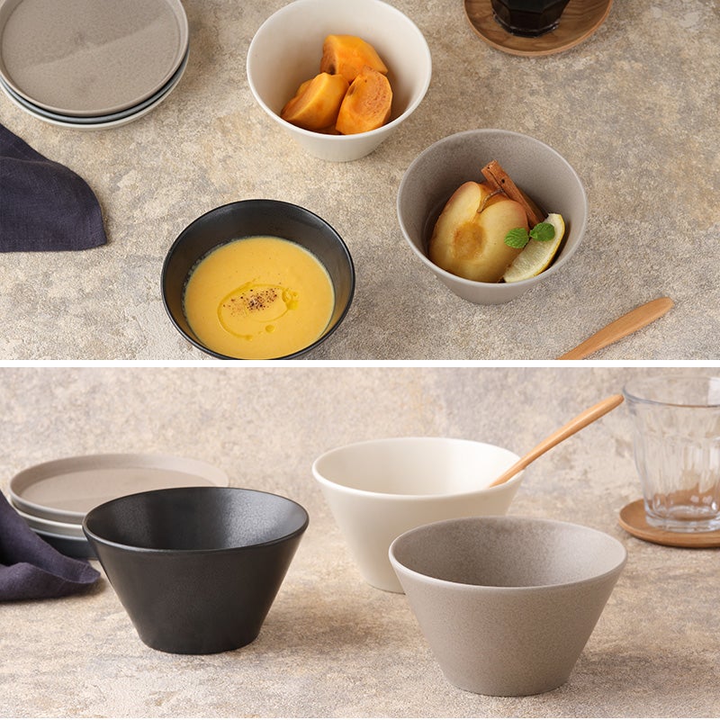 シンプルで洗練されたカフェ風ボウルの3点セット