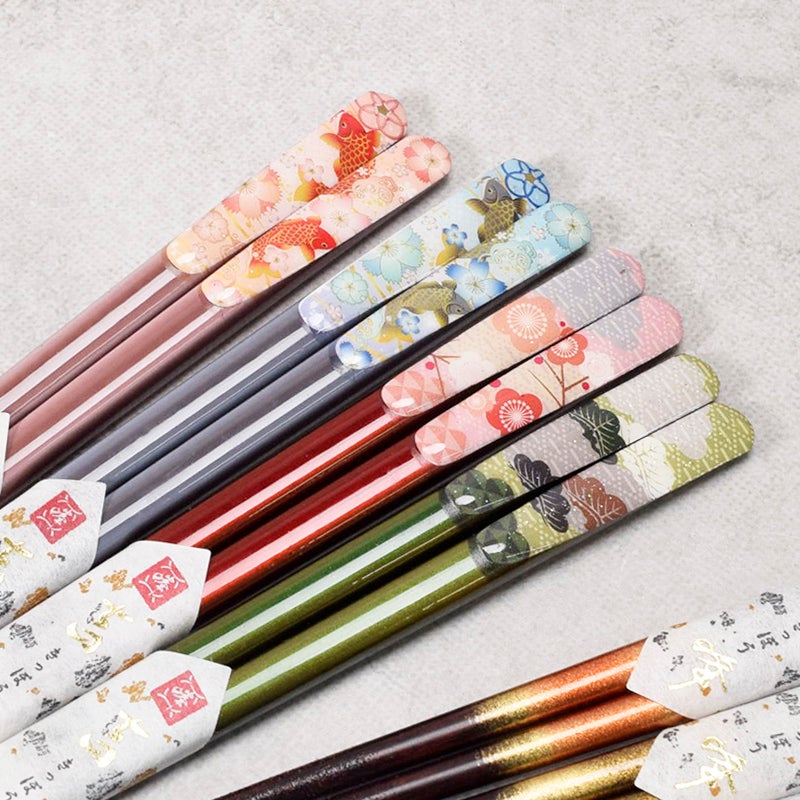 メール便対象】華やかな和柄、ペアで使いたくなる天然木のお箸